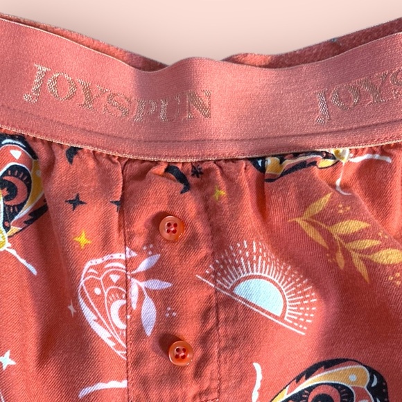 JOYSPUN Orange Moth Print Pajama Shorts, Size S. - Picture 7 of 13